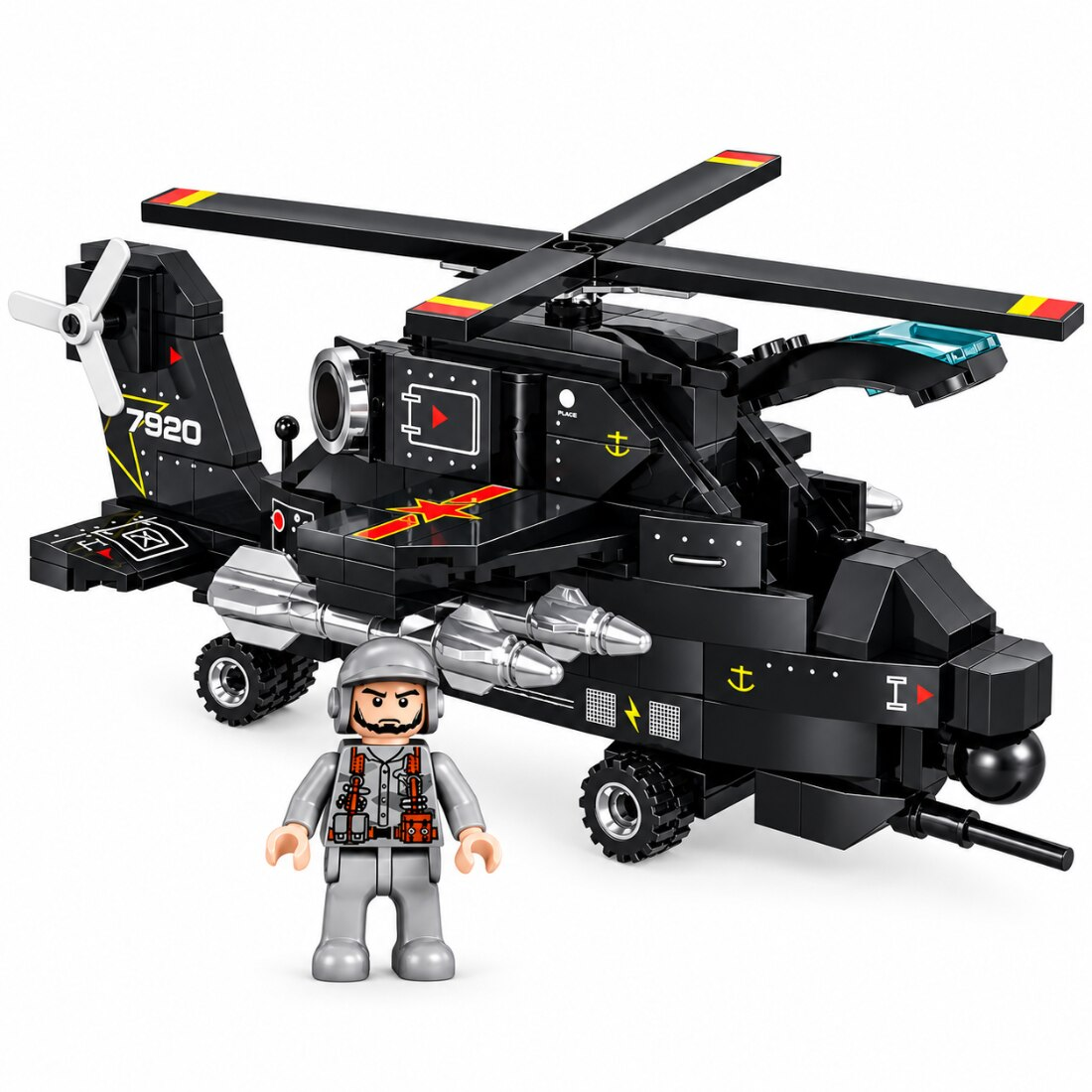 Set de Constructie cu Piese Tip Blocuri Constructie 260 Piese MiniBric Colectia Aerial Military, 7920