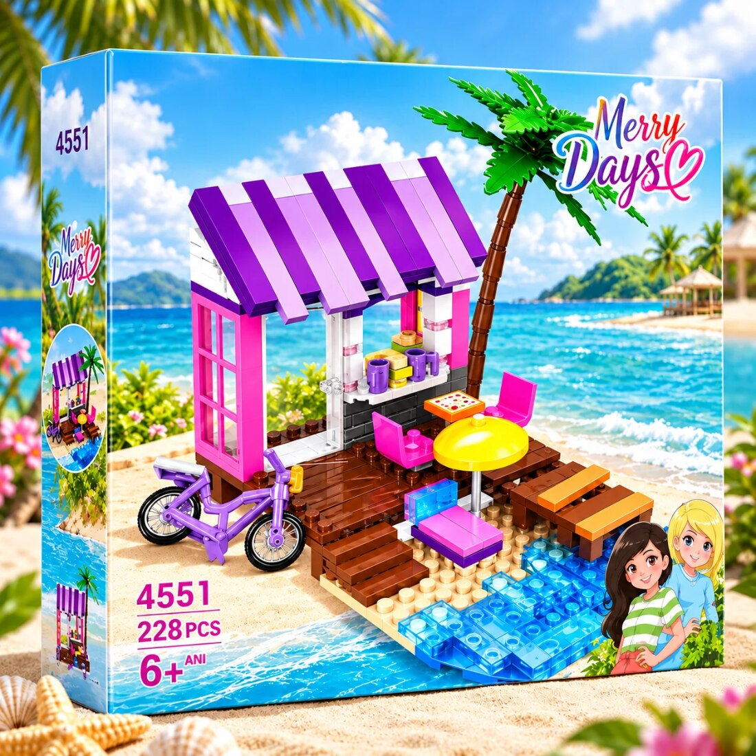 Set de Constructie cu Piese Tip Blocuri Constructie 228 Piese MiniBric Surf House, 4551