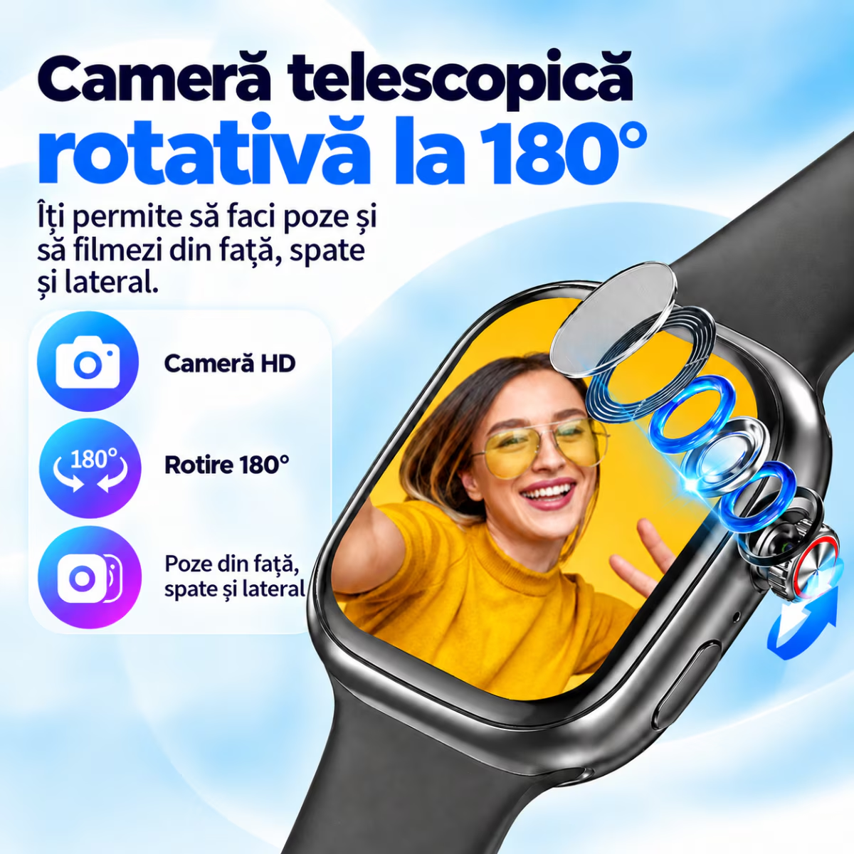 Ceas Smartwatch Copii Cu Localizare GPS Si Telefon Techone T72 Pro Teen Guard, Negru