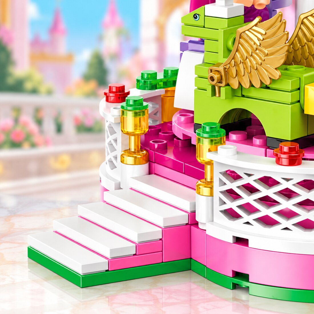 Set de Constructie cu Piese Tip Blocuri Constructie 430 Piese MiniBric Merry-Go-Round, 4566