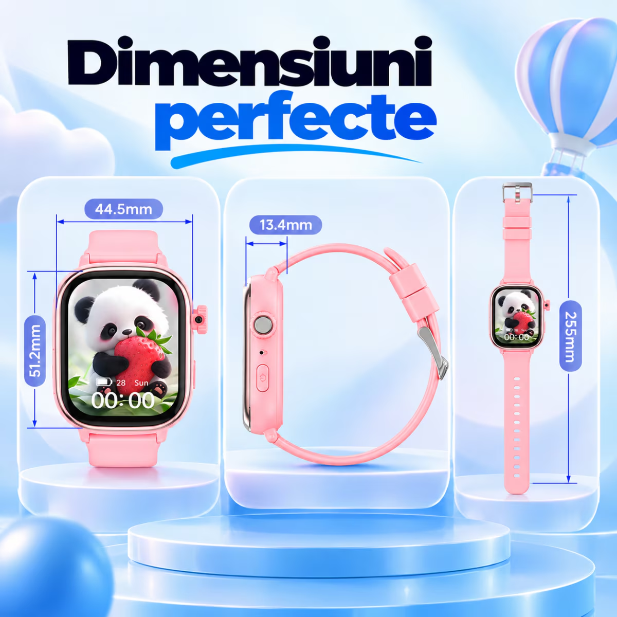 Ceas Smartwatch Copii Cu Localizare GPS Si Telefon Techone T86 KidGo, Roz