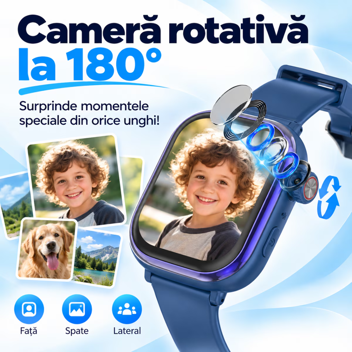 Ceas Smartwatch Copii Cu Localizare GPS Si Telefon Techone T86 KidGo, Negru