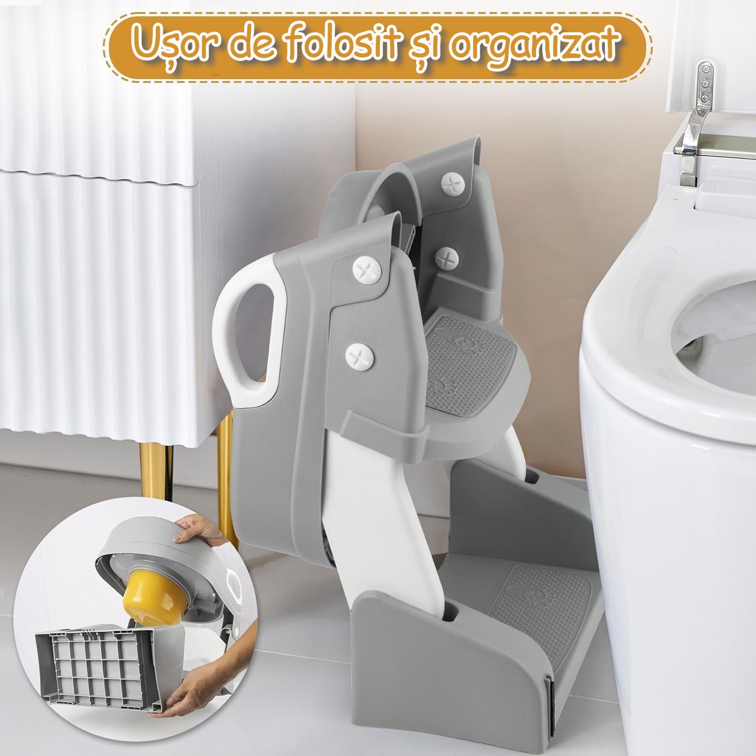 Reductor WC Copii si Olita 2 in 1 Cu Trepte KidProtect GrowStep Toilet