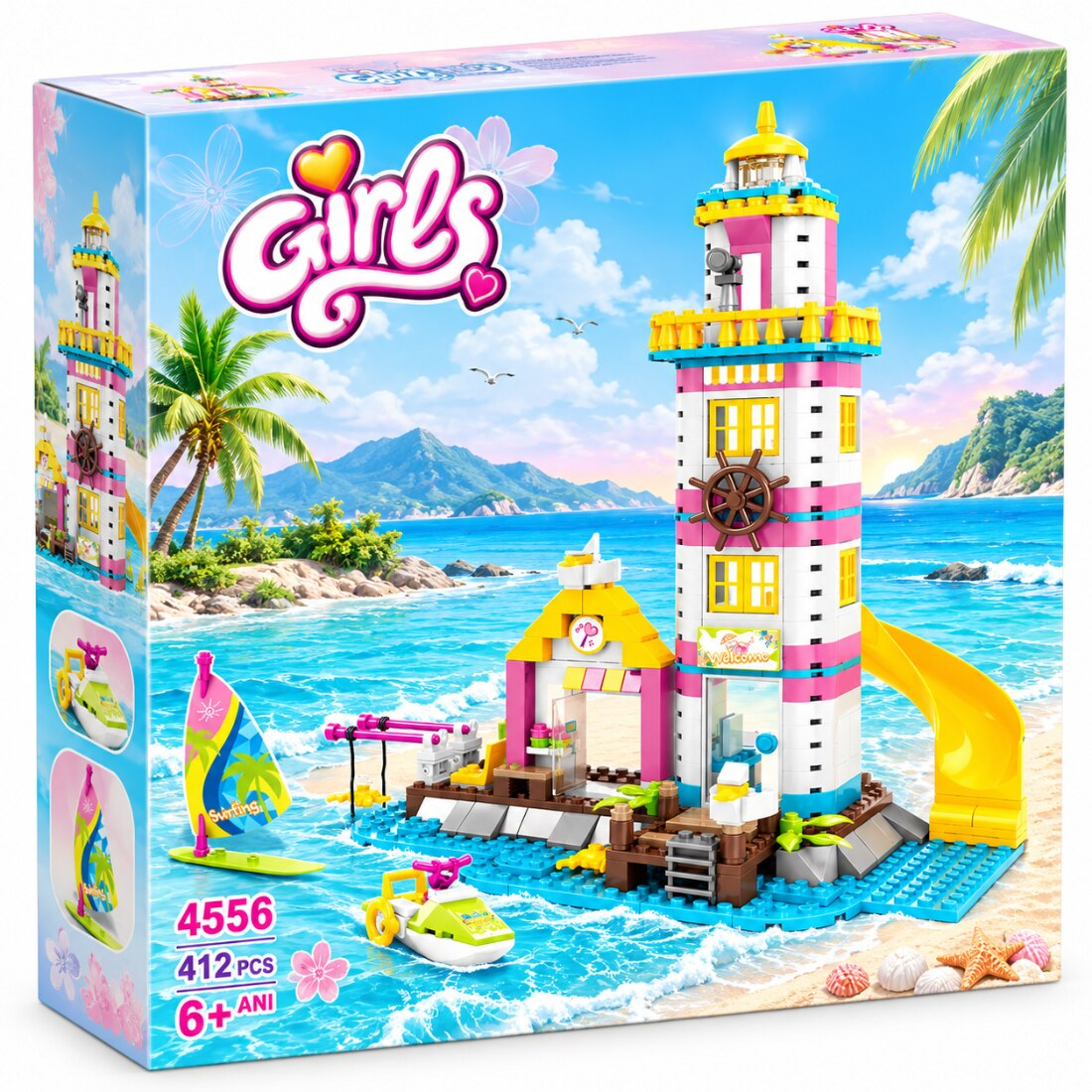 Set de Constructie cu Piese Tip Blocuri Constructie 412 Piese MiniBric Lighthouse, 4556