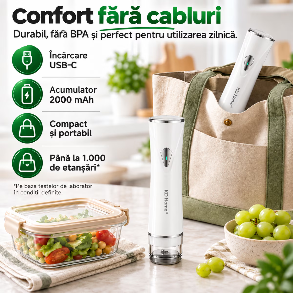 Aparat de Vidat si Sigilat Alimente Portabil KD Home VacuumGoPro