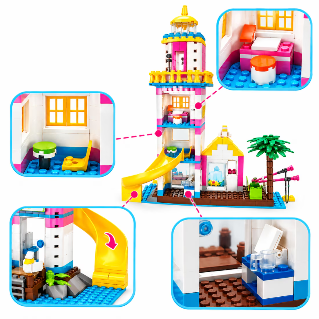 Set de Constructie cu Piese Tip Blocuri Constructie 412 Piese MiniBric Lighthouse, 4556