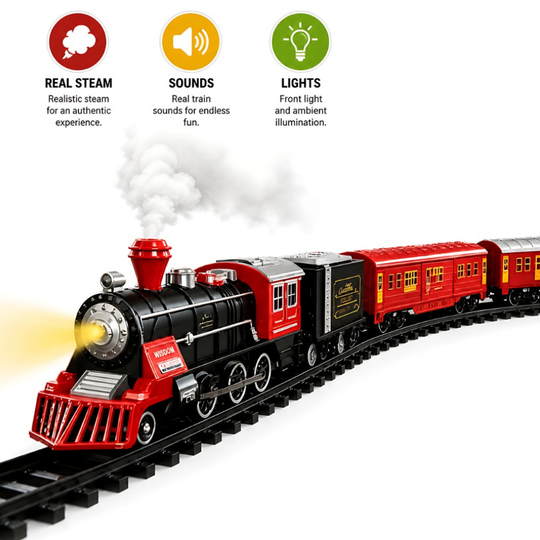 Circuit Trenulet de Jucarie Metalic Electric Retro Copii KidProtect Coaster Express