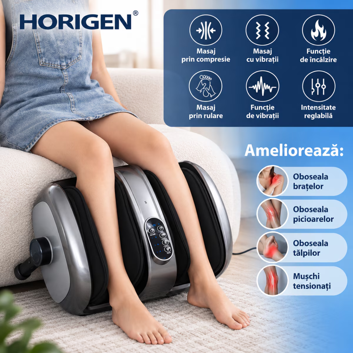 Aparat de Masaj Picioare si Pulpe 2 in 1 Horigen VitaLFeet
