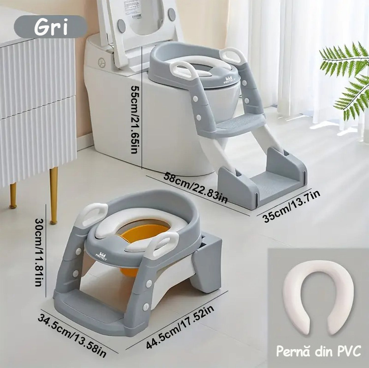 Reductor WC Copii si Olita 2 in 1 Cu Trepte KidProtect GrowStep Toilet
