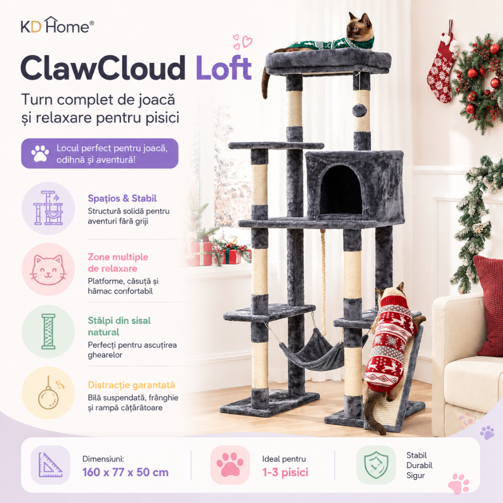 Ansamblu Joaca Pentru Pisici KD Home ClawCloud Loft
