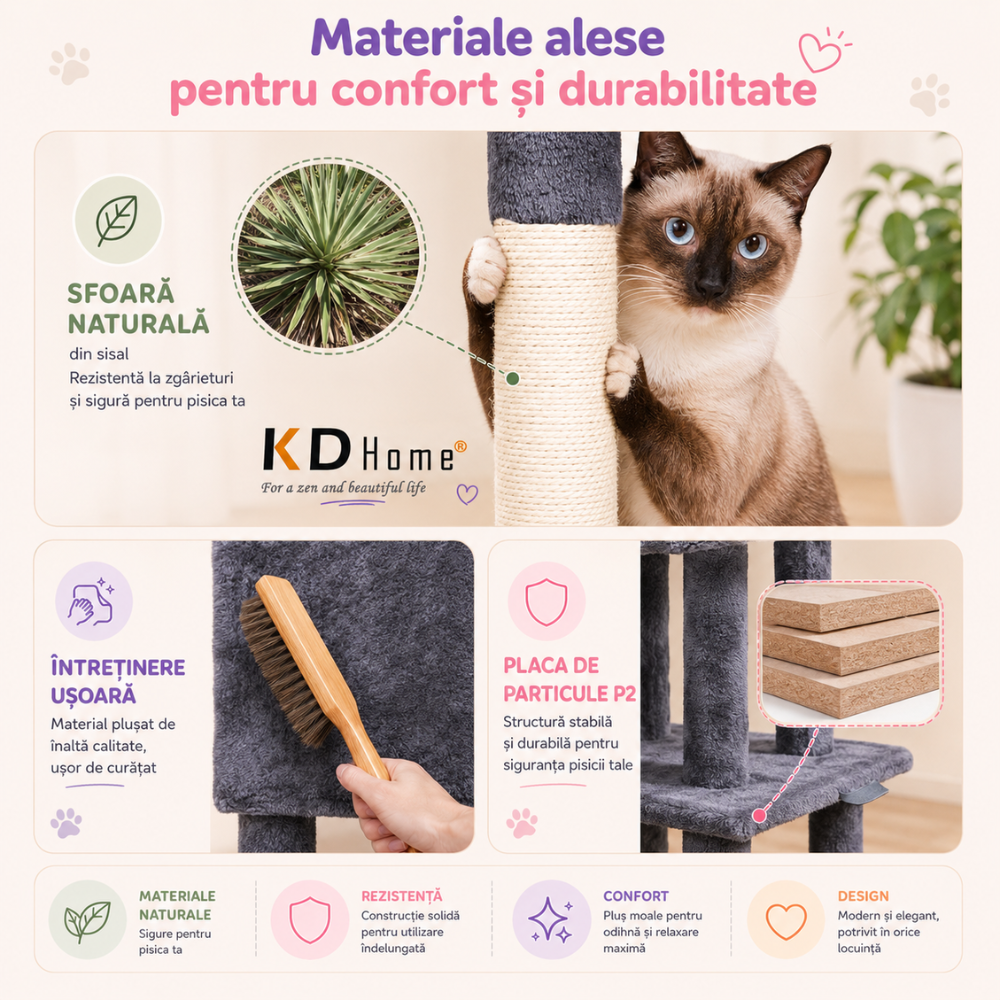 Ansamblu Joaca Pentru Pisici KD Home ClawCloud Loft