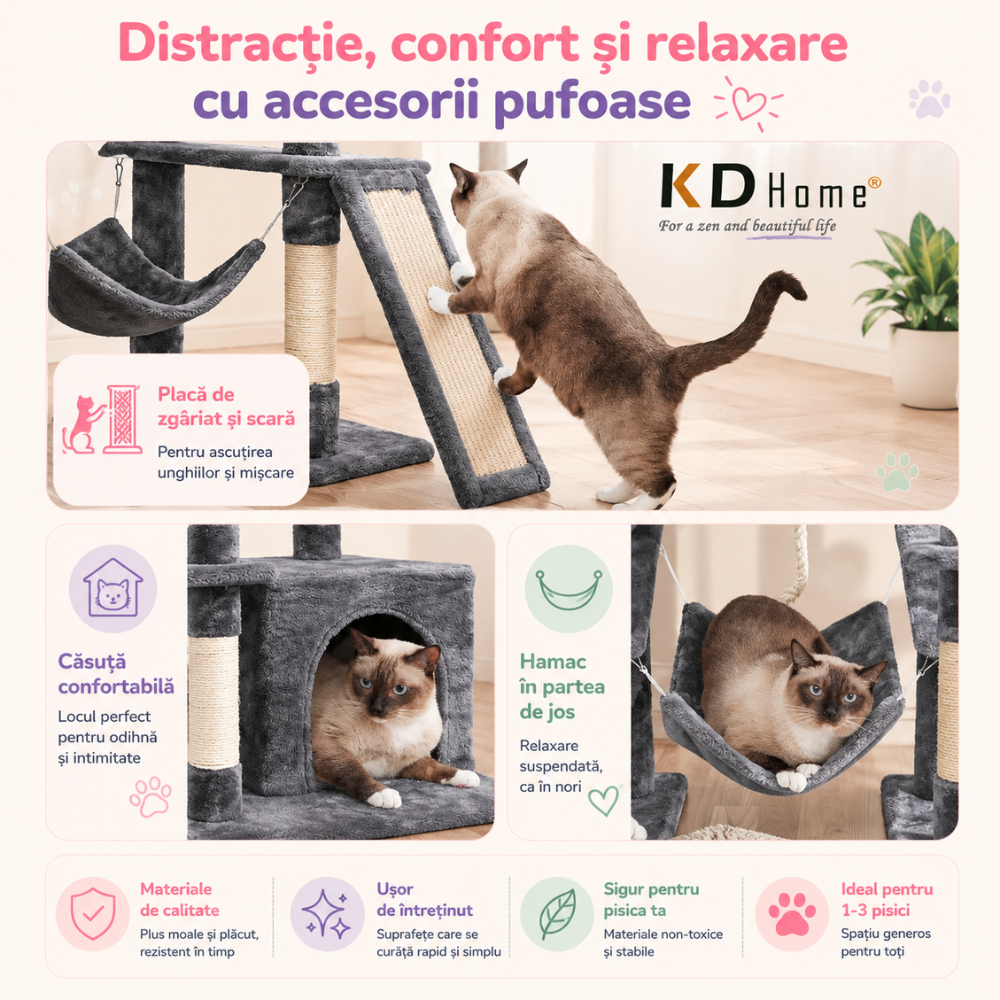 Ansamblu Joaca Pentru Pisici KD Home ClawCloud Loft