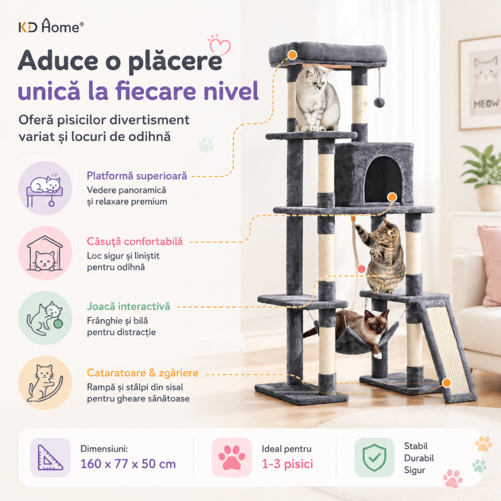 Ansamblu Joaca Pentru Pisici KD Home ClawCloud Loft