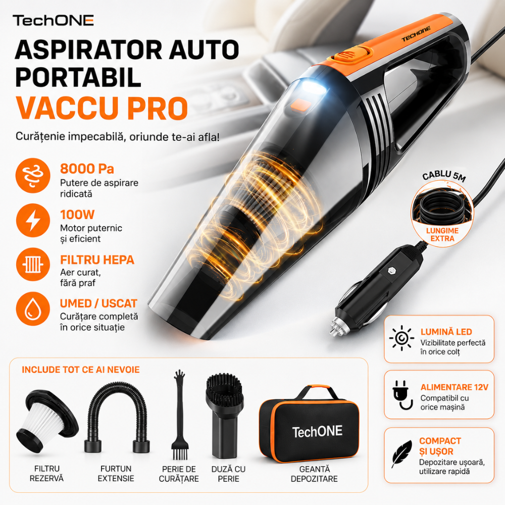 Aspirator Auto Portabil Techone Vaccu Pro