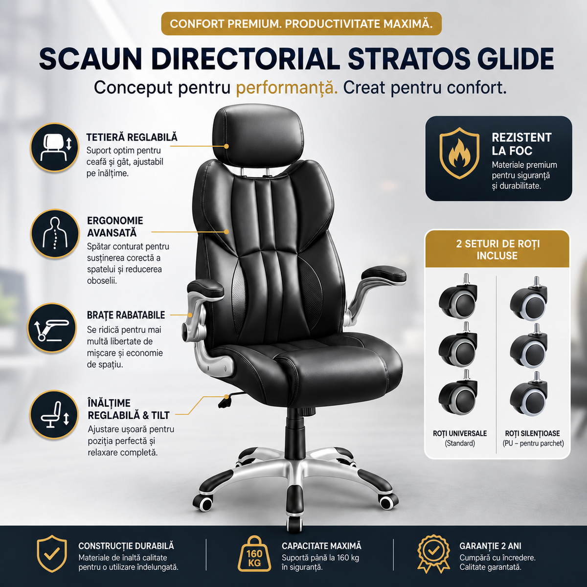 Scaun De Birou Directorial Ergonomic KD Home Stratos Glide