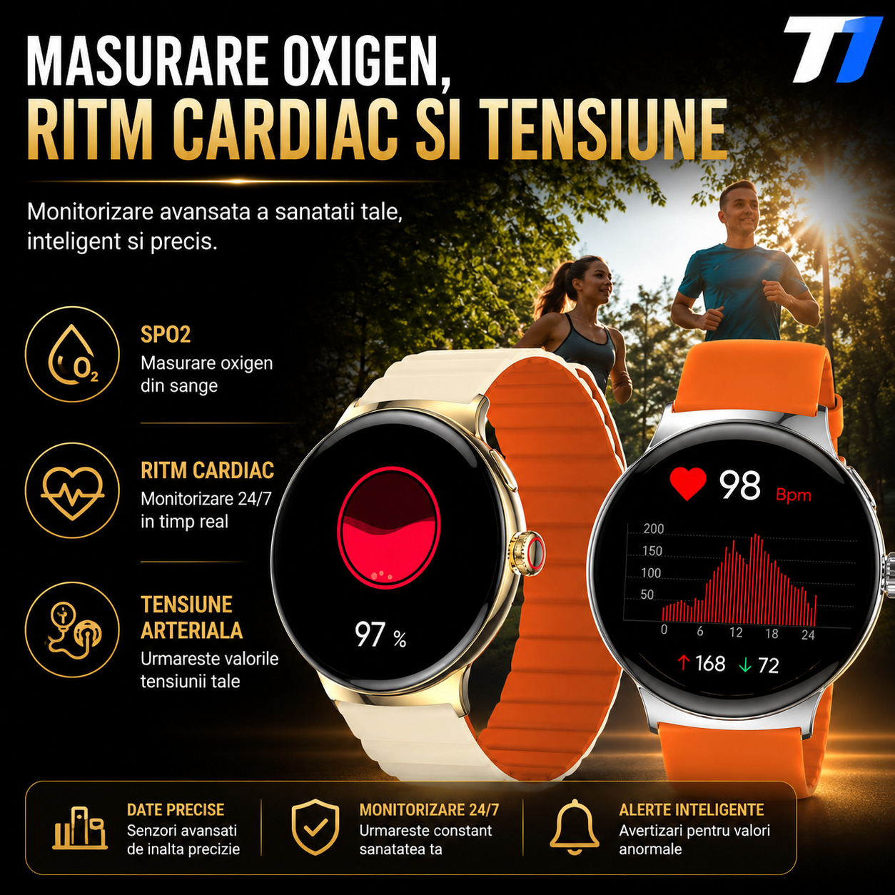 Ceas Smartwatch Femei TechONE NeoWrist Pro Gold