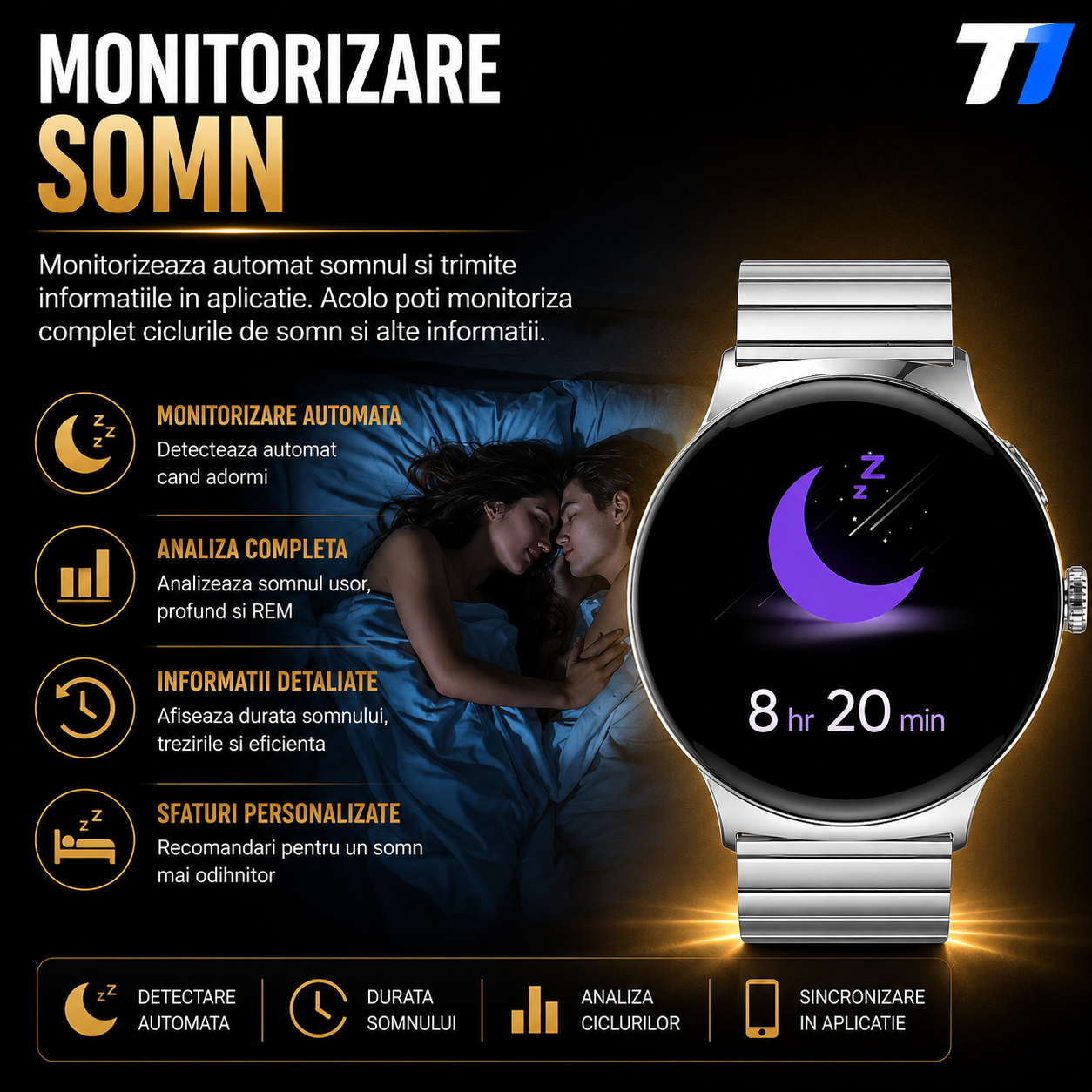 Ceas Smartwatch Femei TechONE NeoWrist Pro Gold