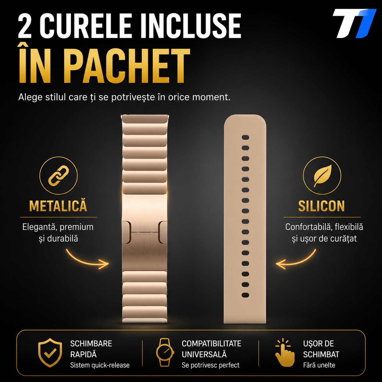 Ceas Smartwatch Femei TechONE NeoWrist Pro Gold