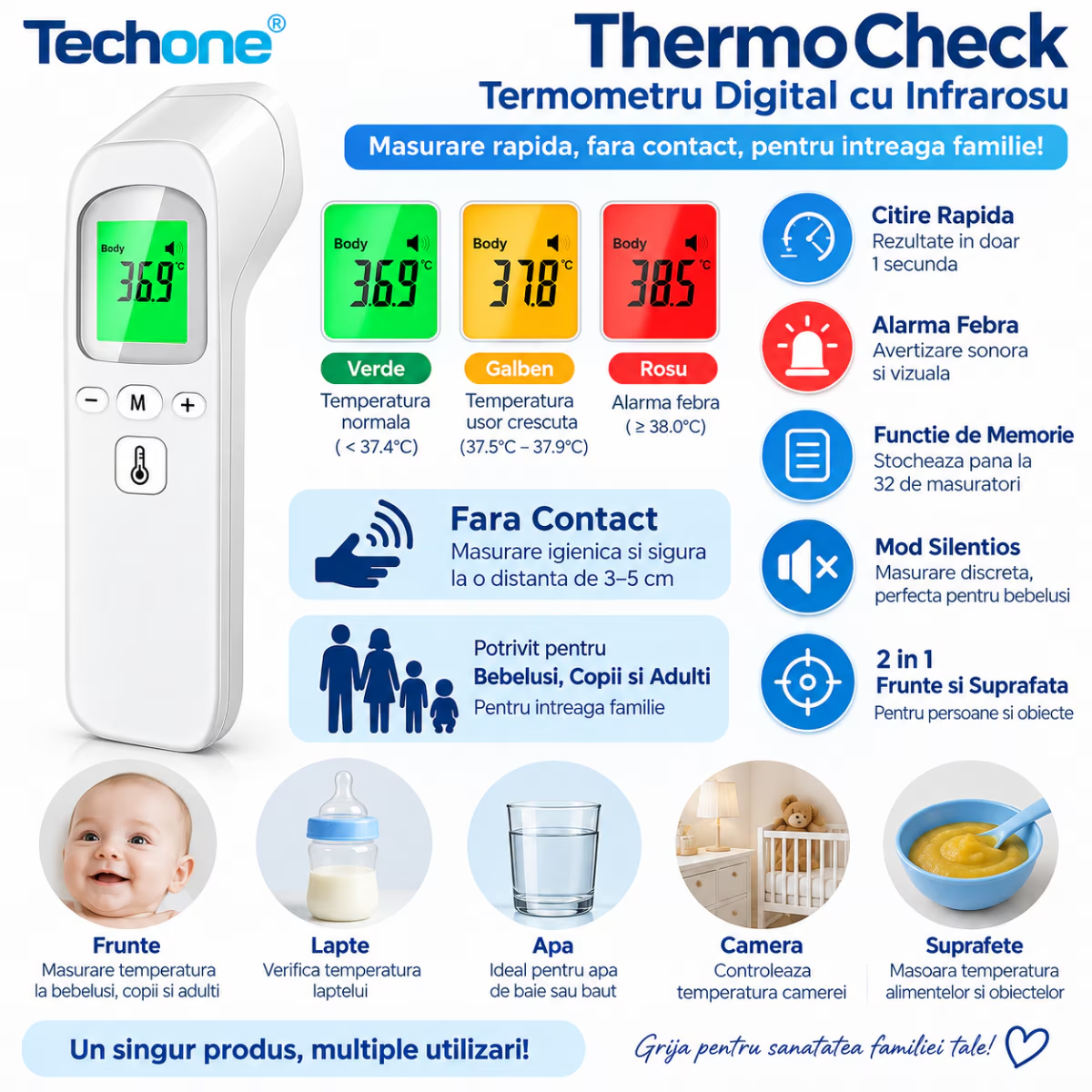 Termometru Digital cu Infrarosu Techone ThermoCheck