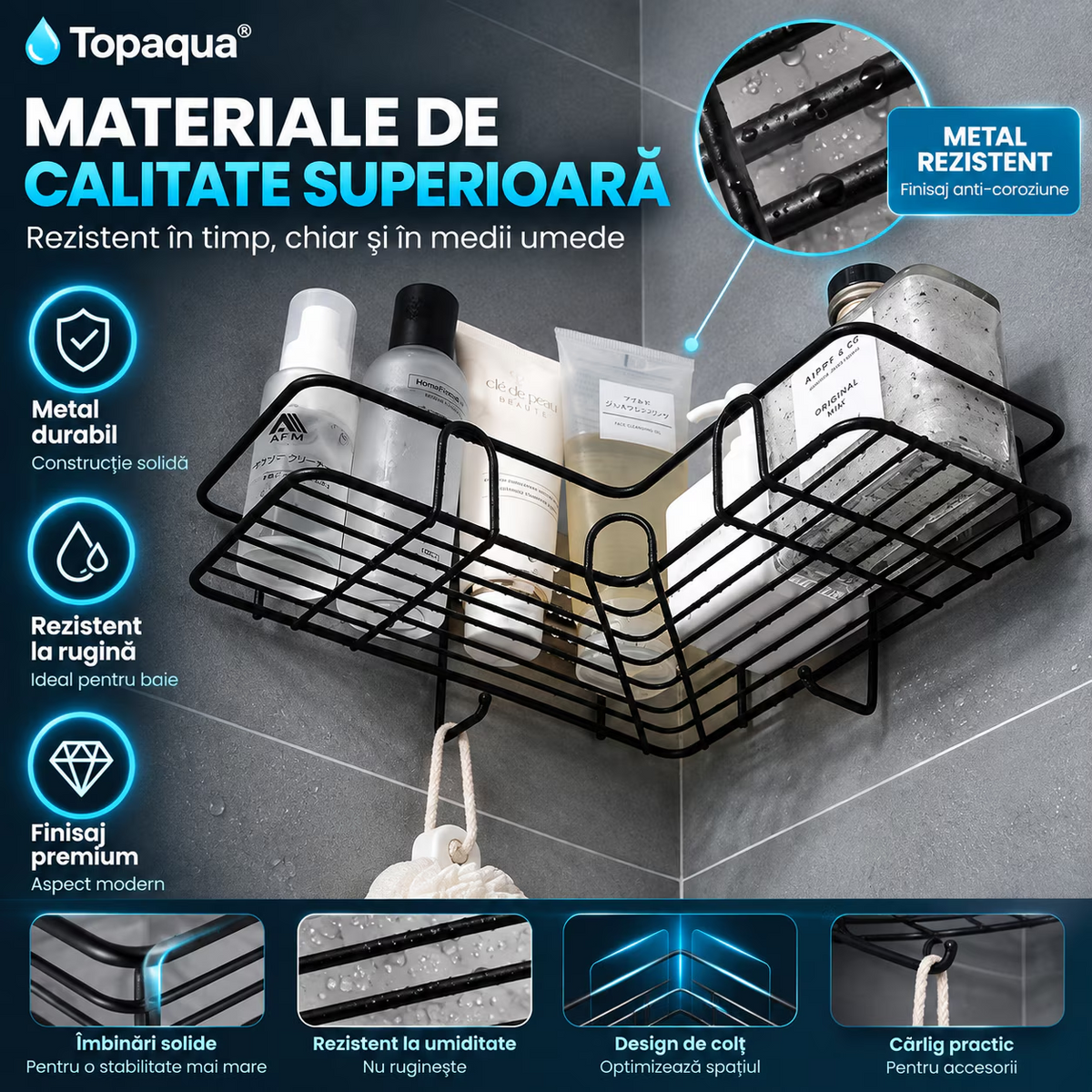Raft de Dus De Colt, Baie si Bucatarie, Etajera, Topaqua Corner Hold