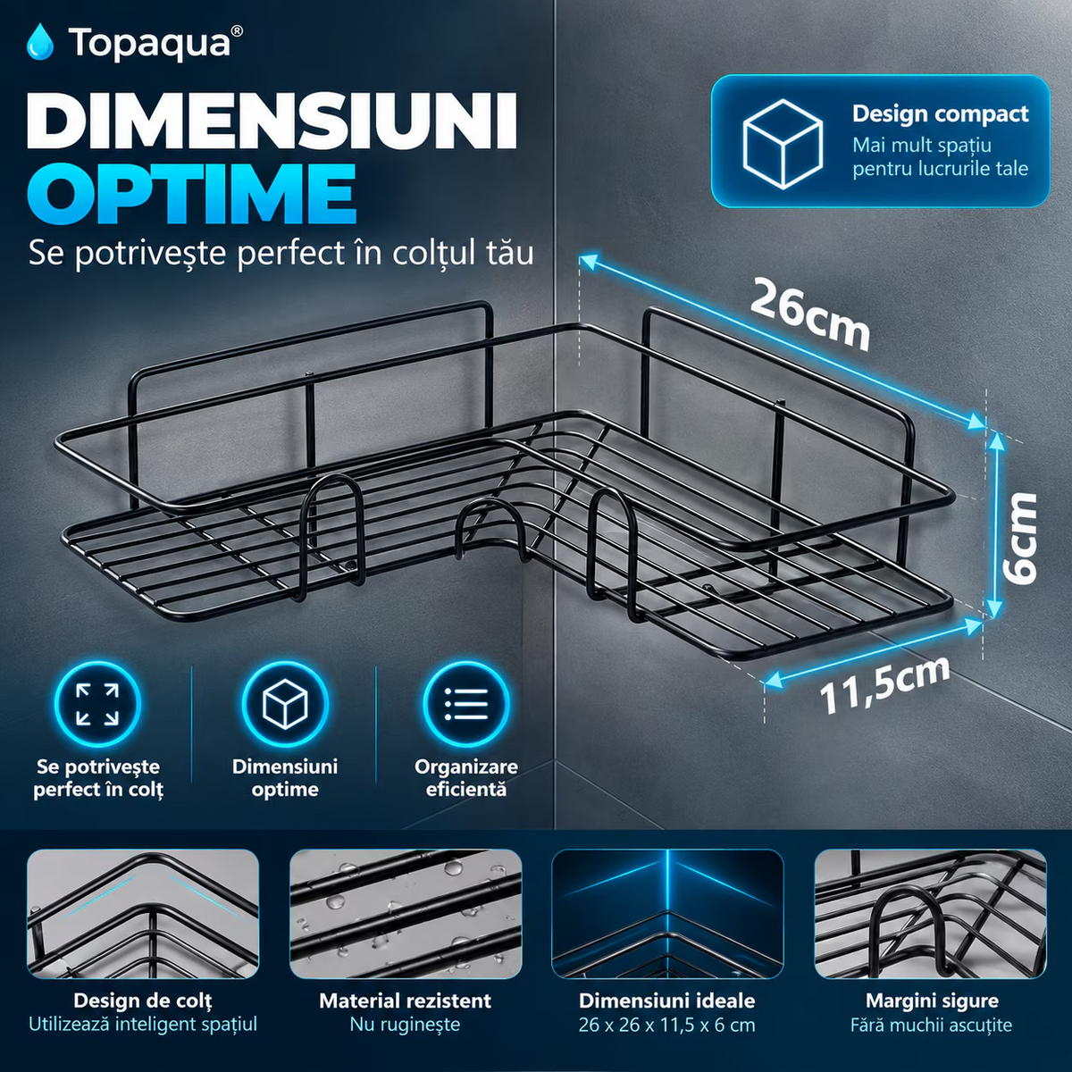 Raft de Dus De Colt, Baie si Bucatarie, Etajera, Topaqua Corner Hold