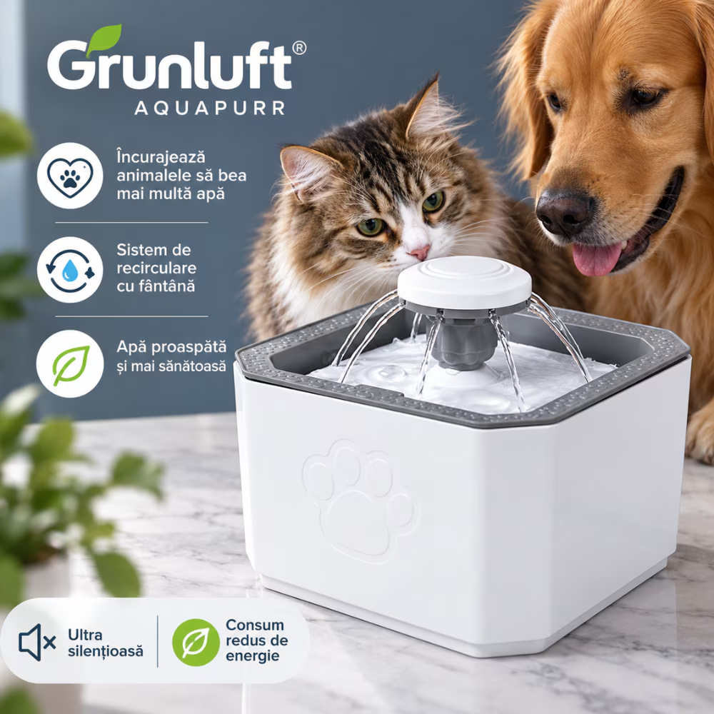 Fantana Apa Pisici si Caini Automat Inox 2.5 L, Grunluft AquaPurr