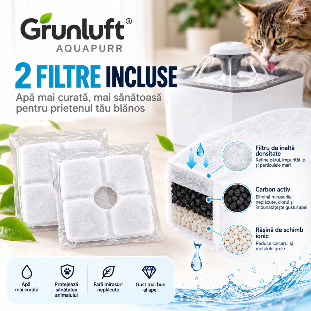 Fantana Apa Pisici si Caini Automat Inox 2.5 L, Grunluft AquaPurr