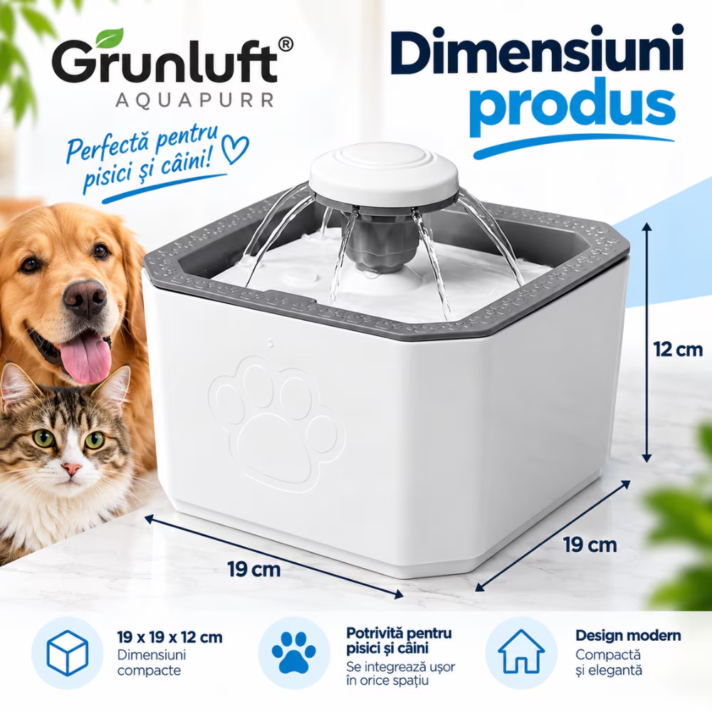 Fantana Apa Pisici si Caini Automat Inox 2.5 L, Grunluft AquaPurr