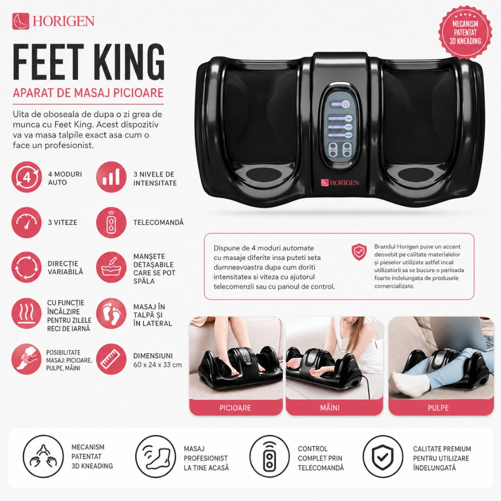 Aparat de masaj picioare Horigen Feet King, Negru