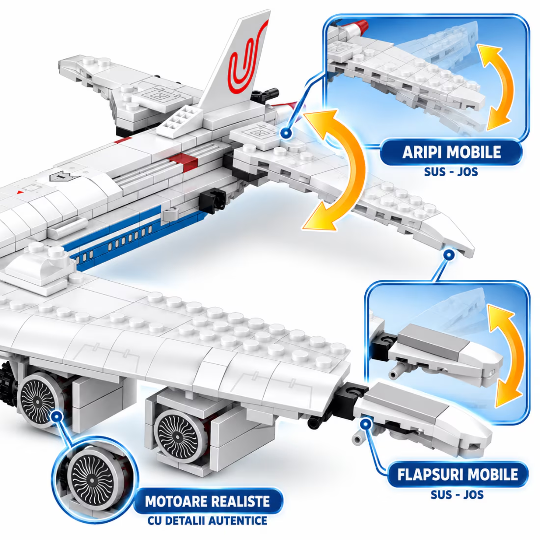 Set de Constructie cu Piese Tip Blocuri Constructie 1043 Piese MiniBric 6 in 1 Robot Airplane 2122