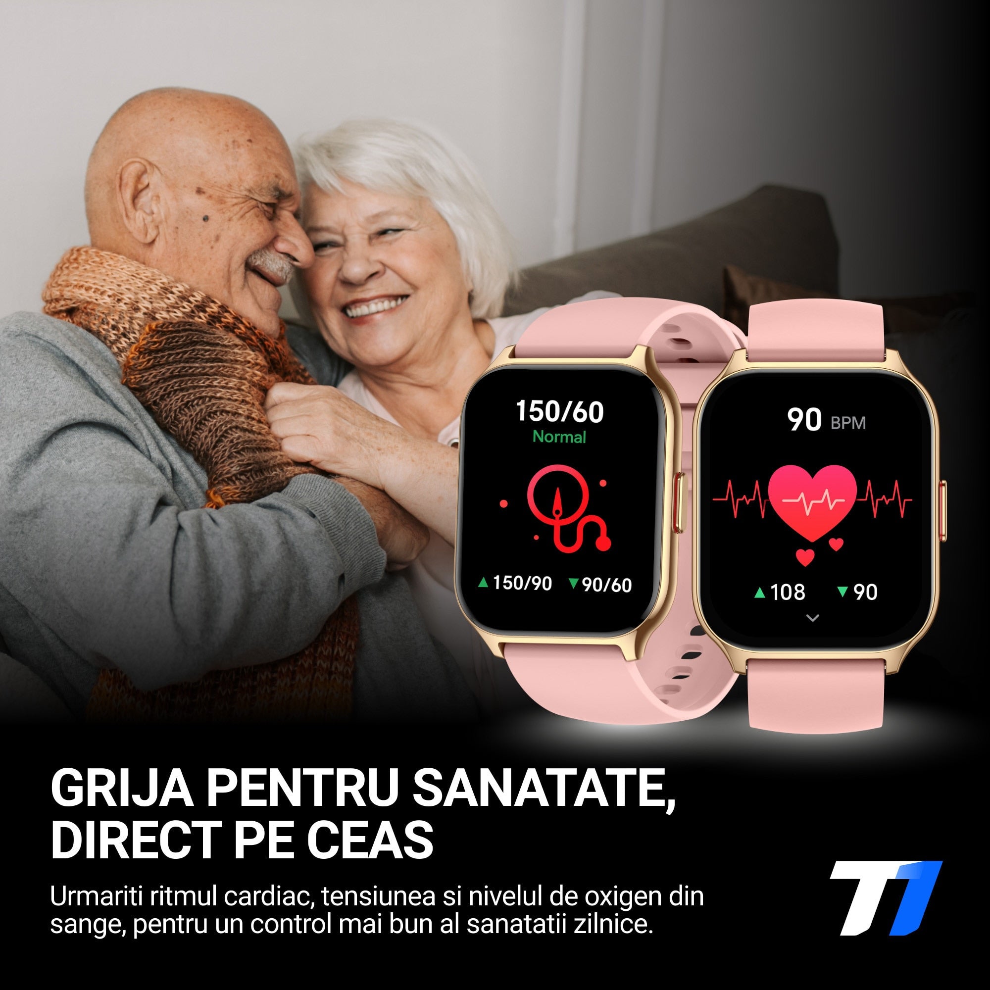 Ceas Smartwatch TechONE Wand Pro, Gold