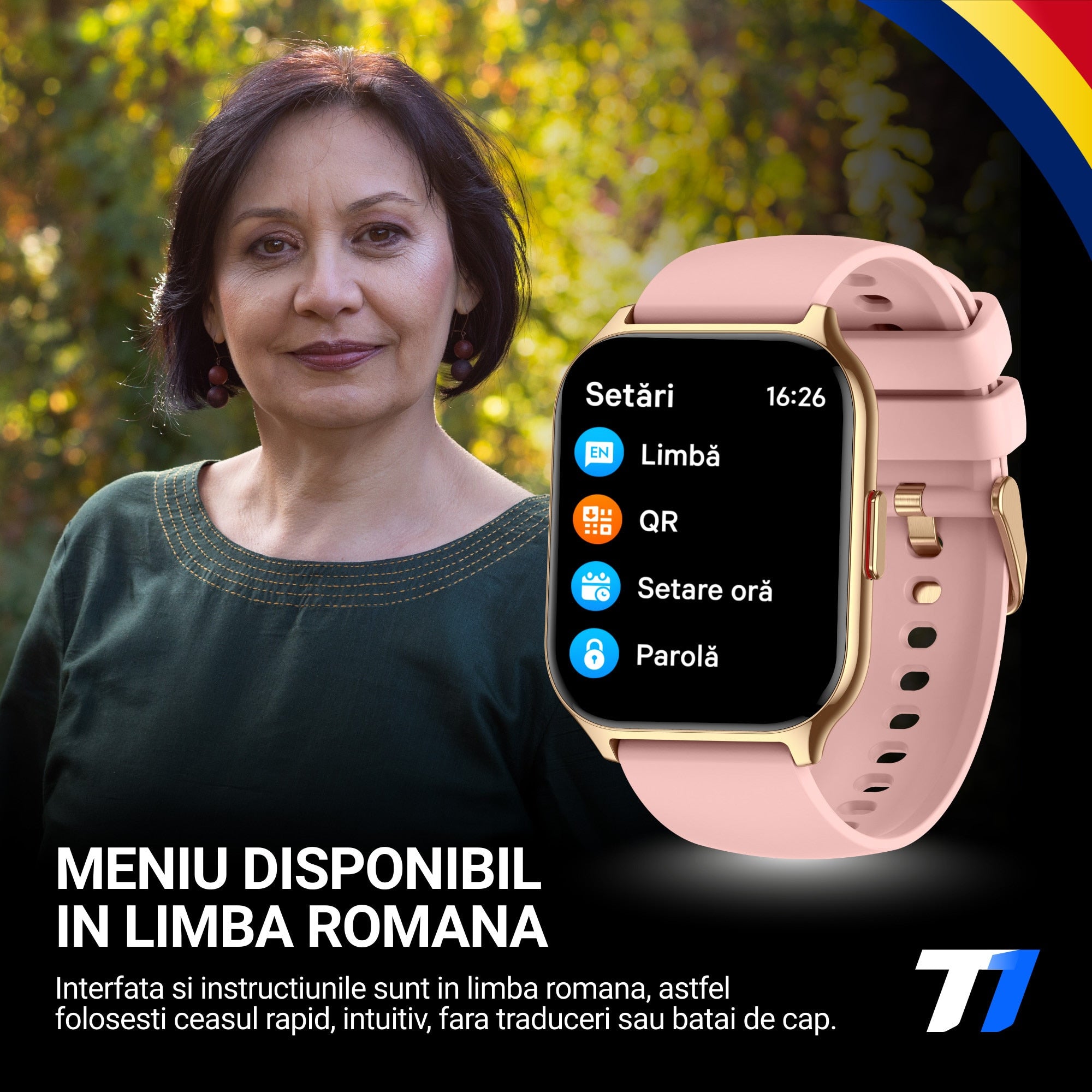 Ceas Smartwatch TechONE Wand Pro, Gold