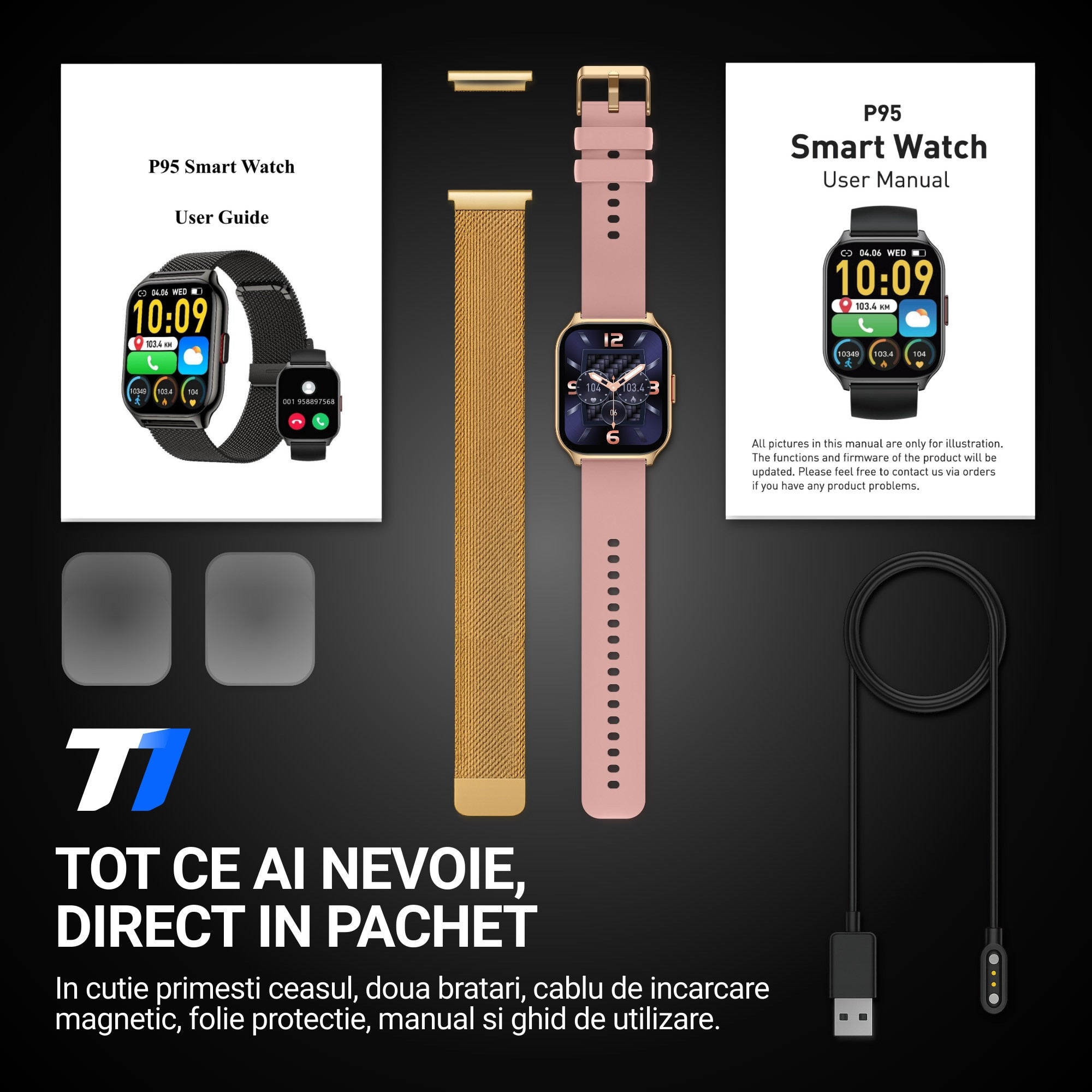 Ceas Smartwatch TechONE Wand Pro, Gold