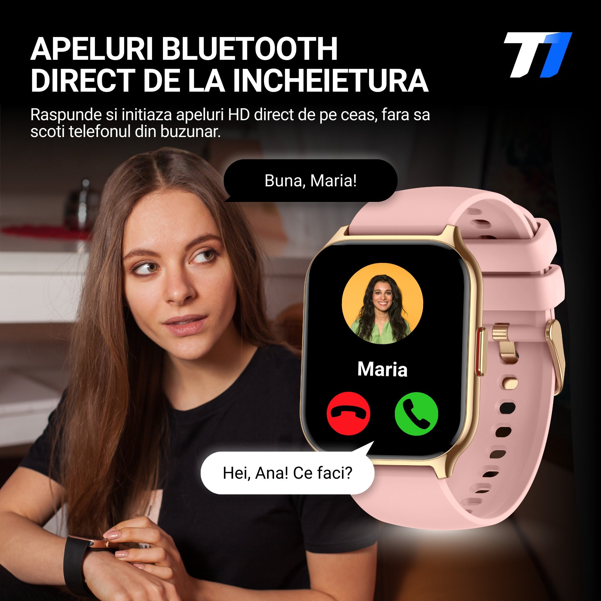 Ceas Smartwatch TechONE Wand Pro, Gold