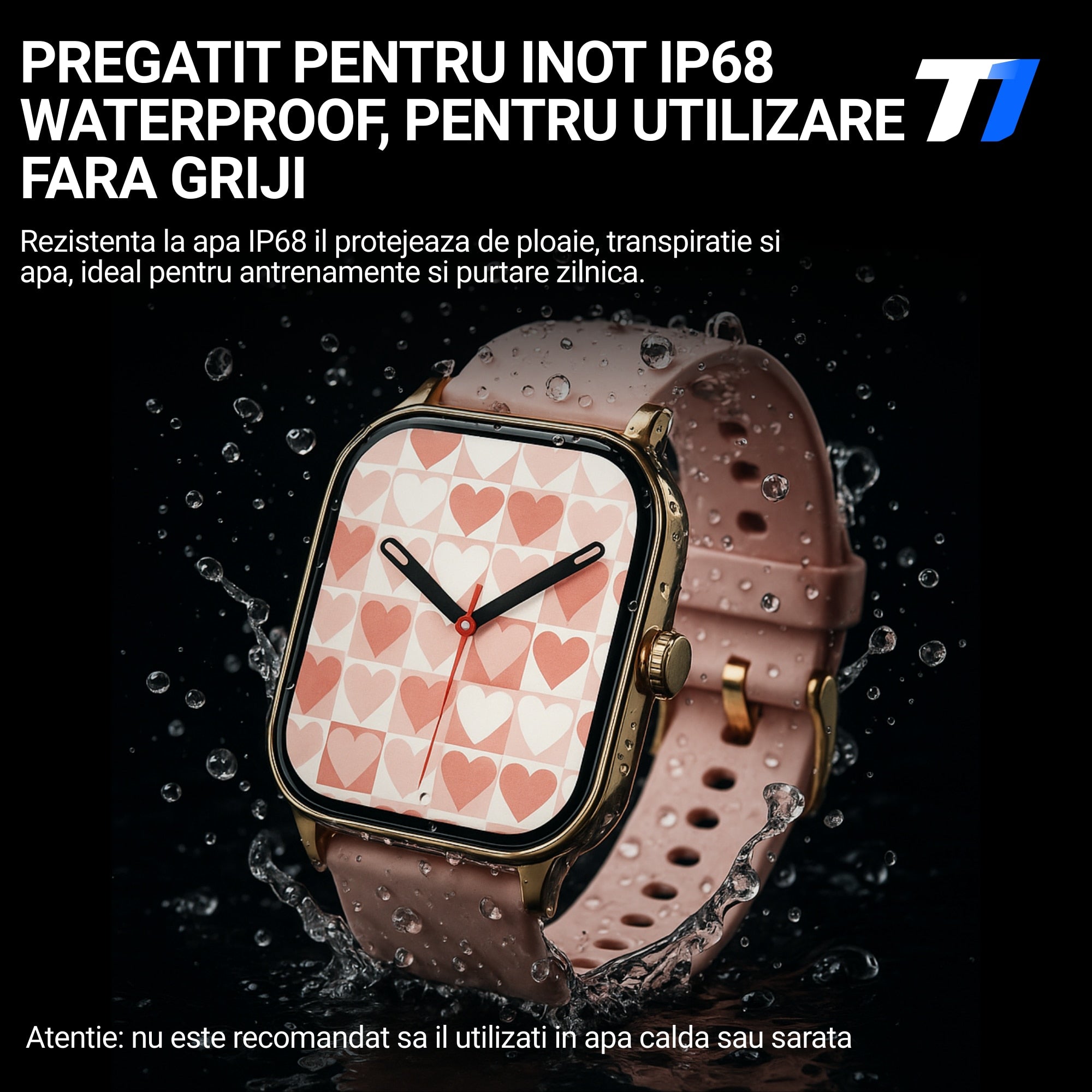 Ceas Smartwatch TechONE Wand Pro, Gold