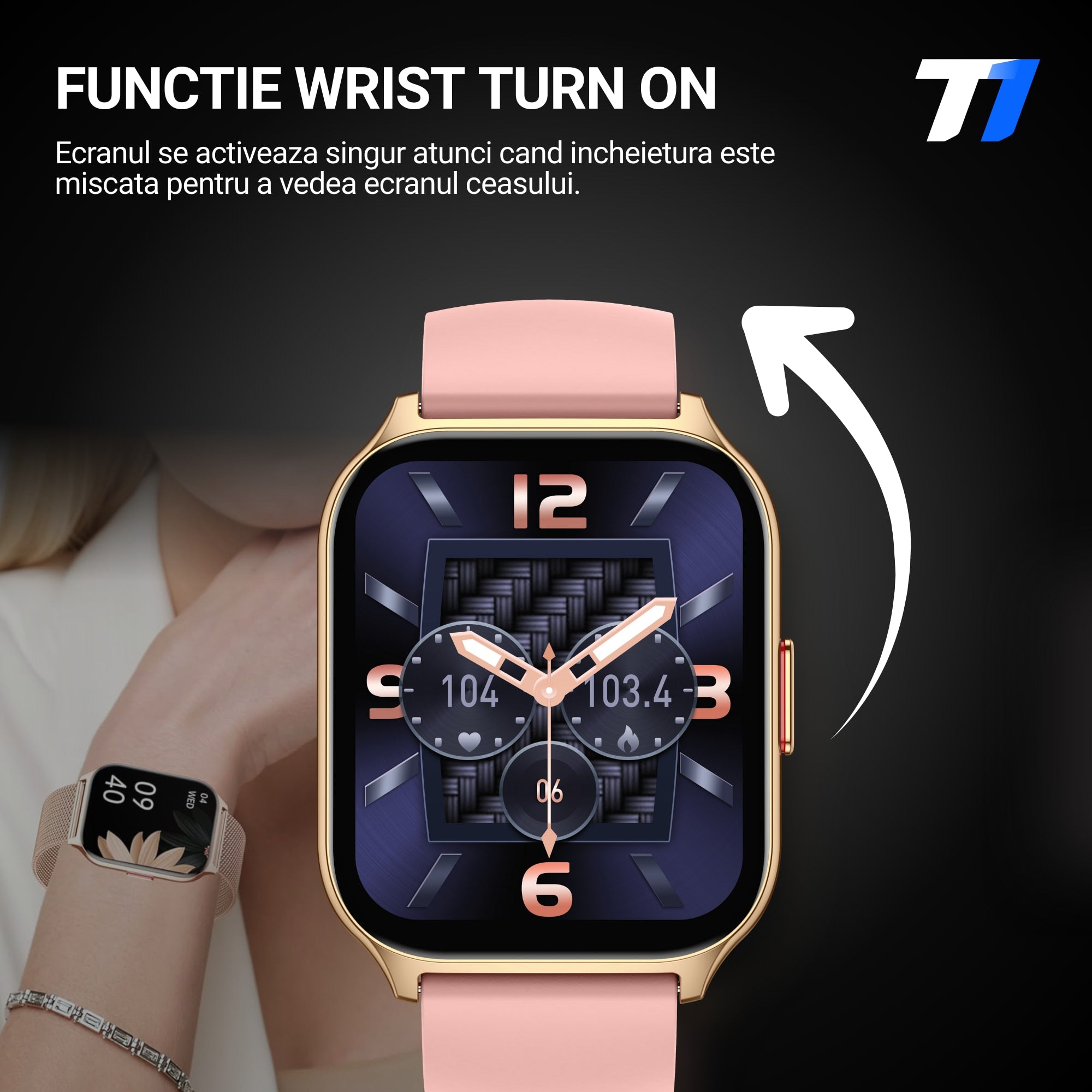 Ceas Smartwatch TechONE Wand Pro, Gold