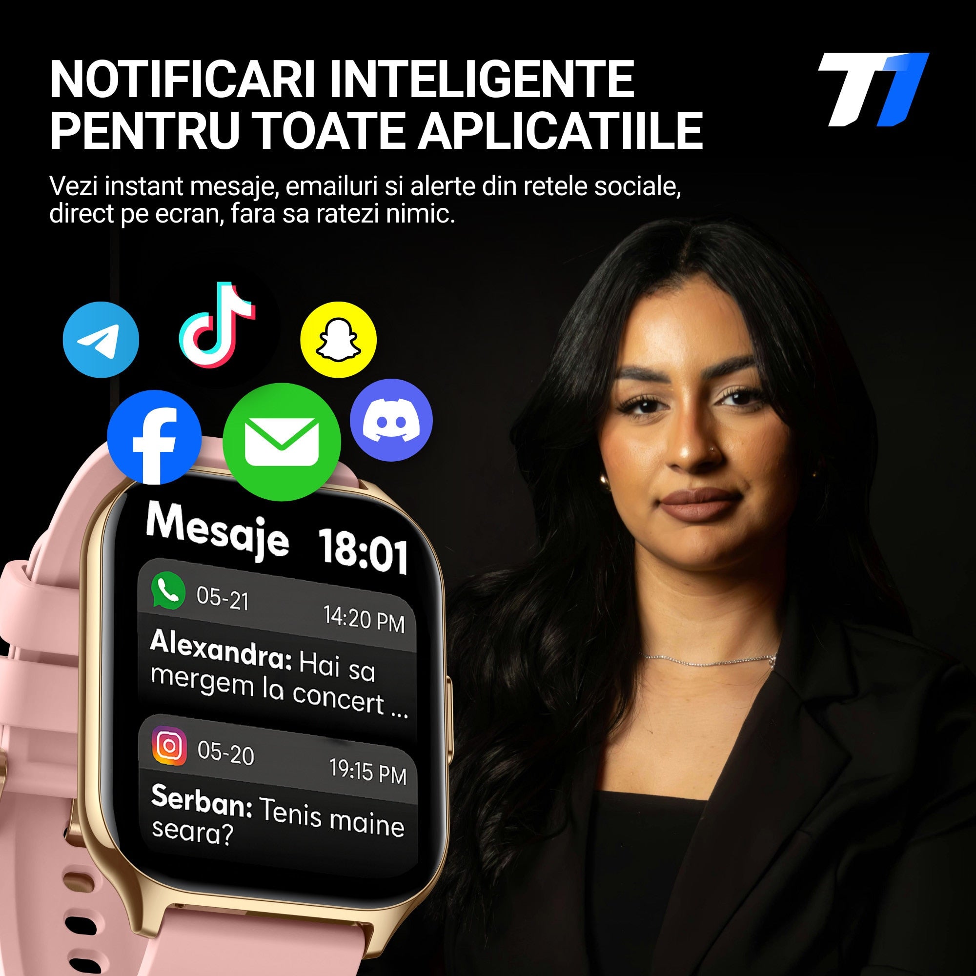Ceas Smartwatch TechONE Wand Pro, Gold