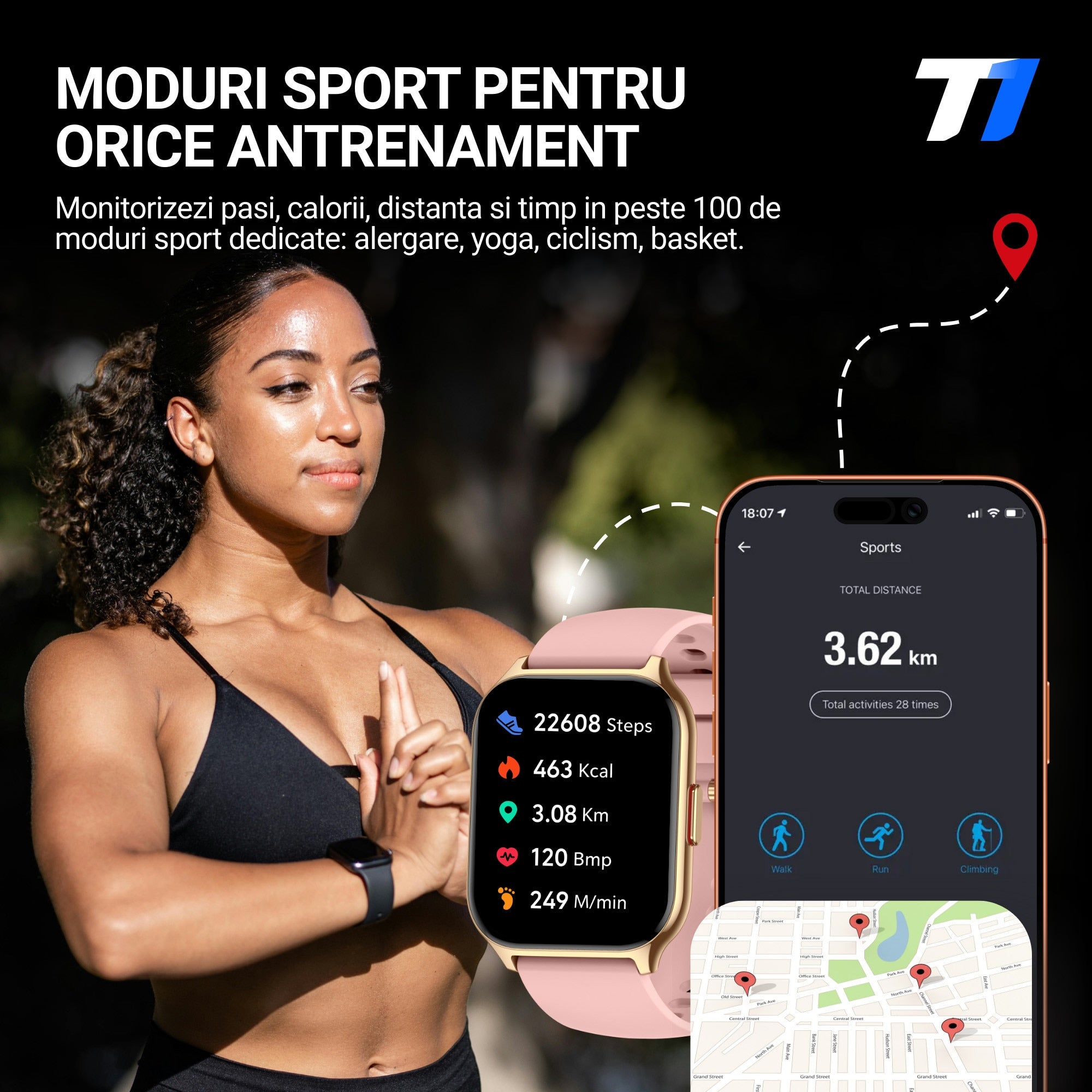 Ceas Smartwatch TechONE Wand Pro, Gold