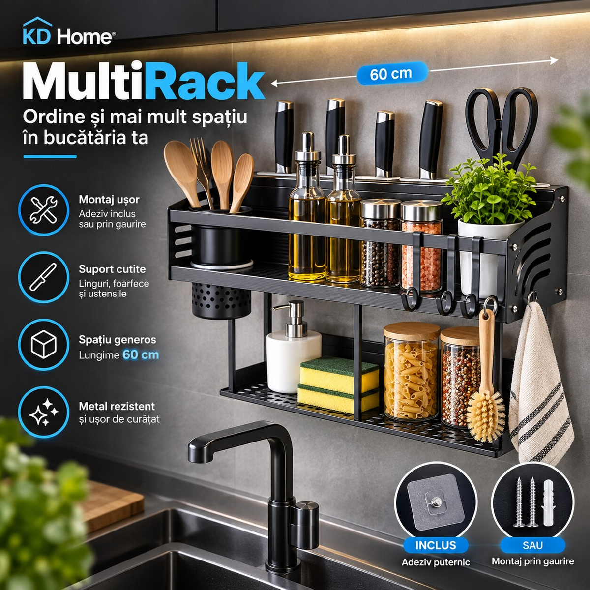 Raft Metalic Tip Organizator Bucatarie KD Home MultiRack