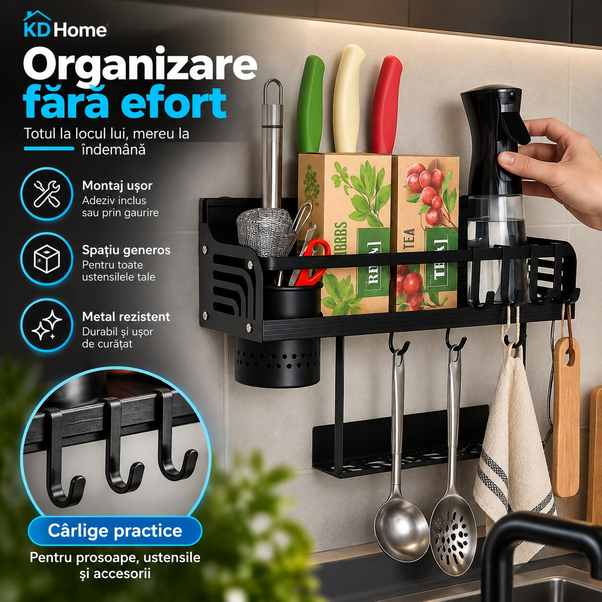 Raft Metalic Tip Organizator Bucatarie KD Home MultiRack
