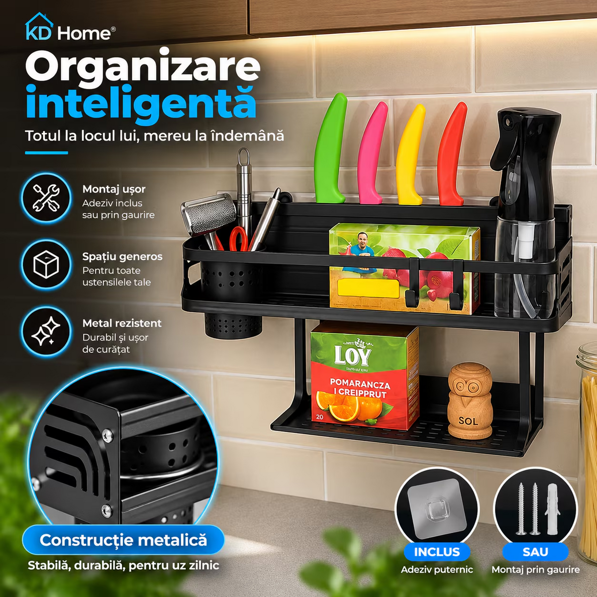 Raft Metalic Tip Organizator Bucatarie KD Home MultiRack