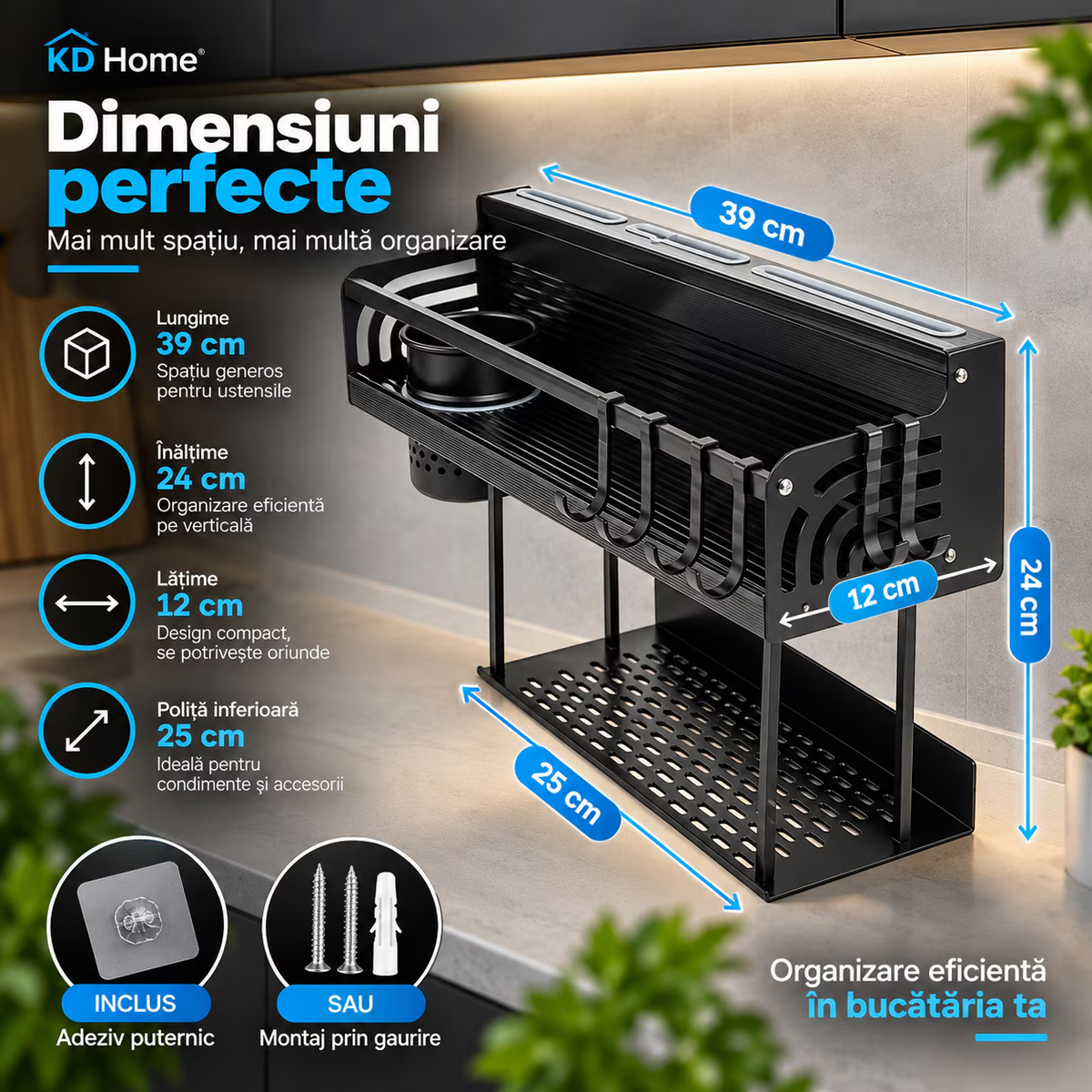 Raft Metalic Tip Organizator Bucatarie KD Home MultiRack