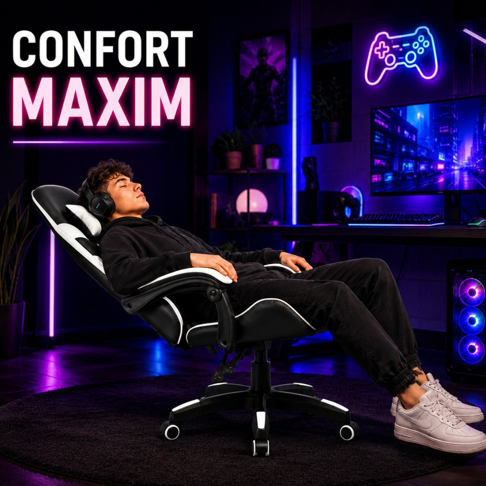 Scaun de Birou Gaming Ergonomic KD Home ShadowStrike X1, Alb