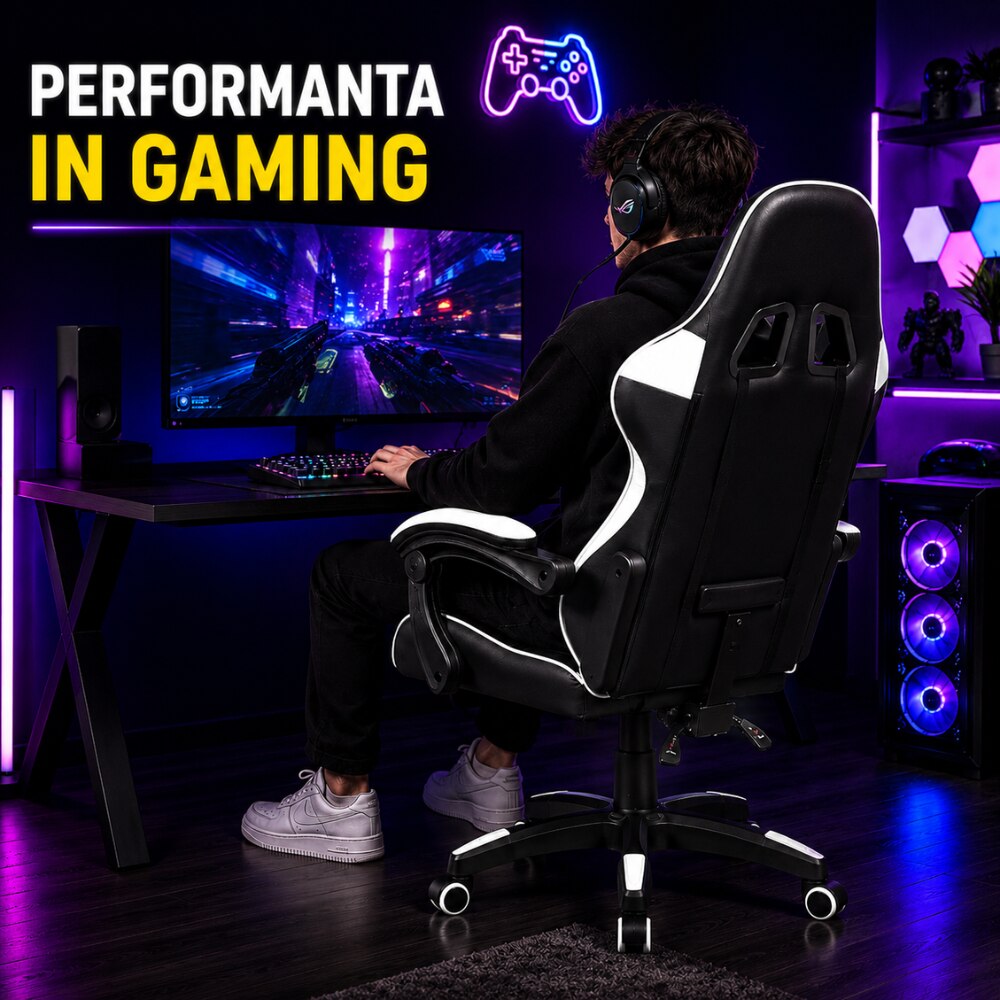Scaun de Birou Gaming Ergonomic KD Home ShadowStrike X1, Alb