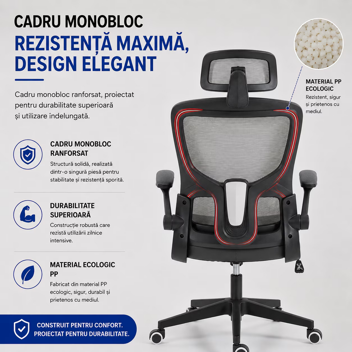 Scaun De Birou Directorial Ergonomic KD Home Ergonex Pro, Gri
