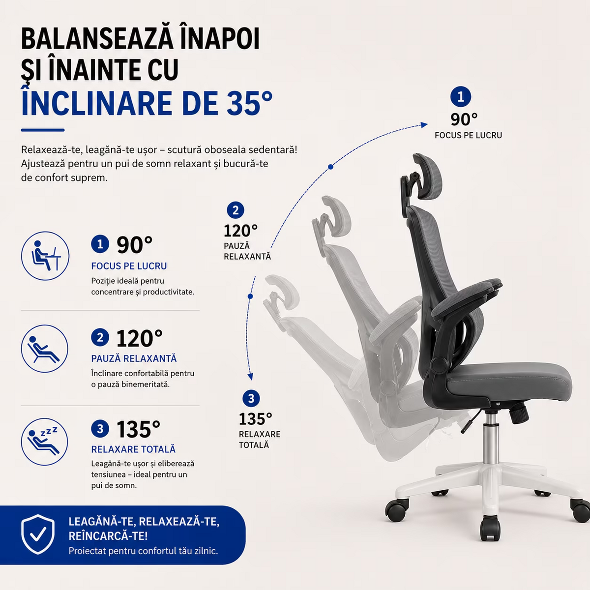 Scaun De Birou Directorial Ergonomic KD Home Ergonex Pro, Gri