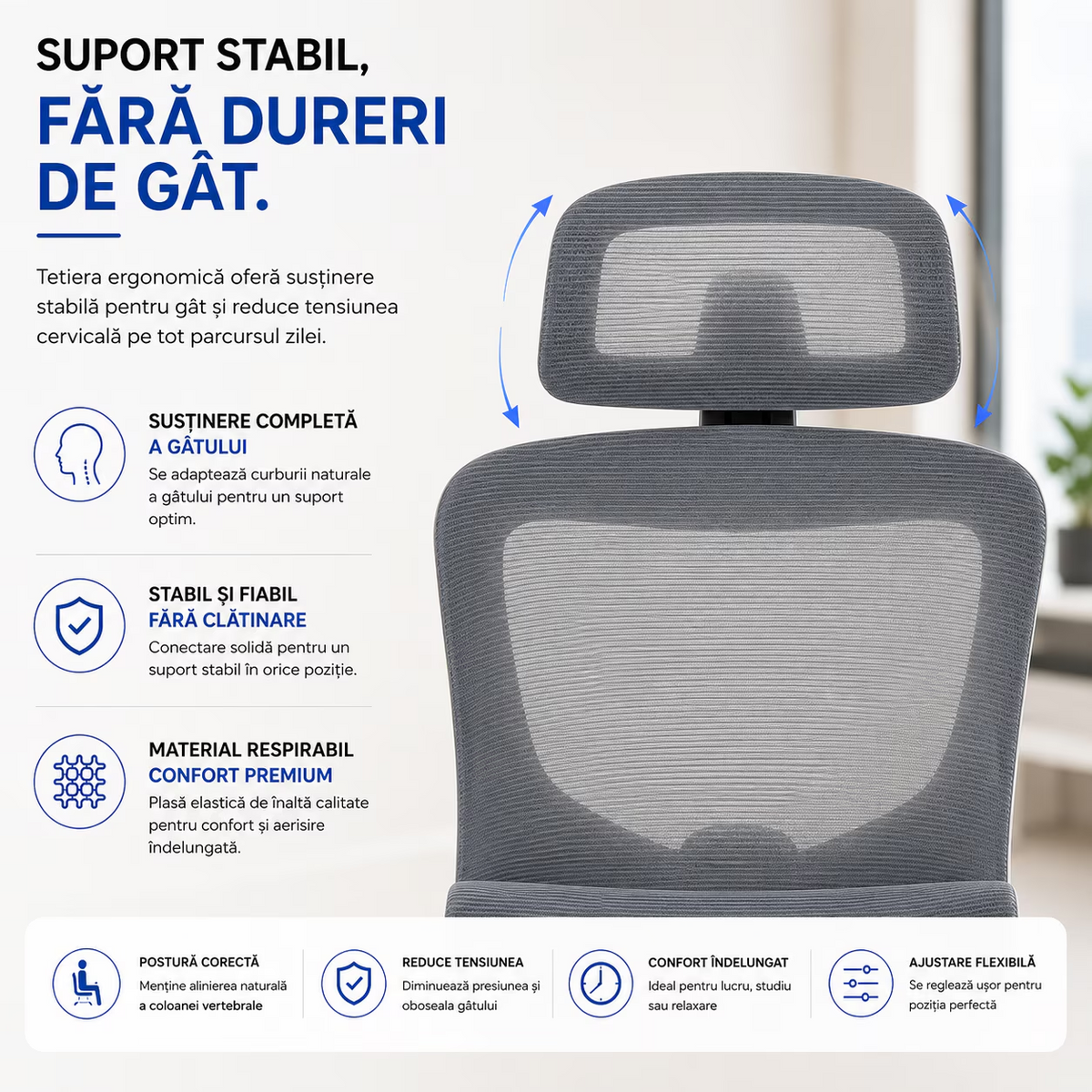 Scaun De Birou Directorial Ergonomic KD Home Ergonex Pro, Gri