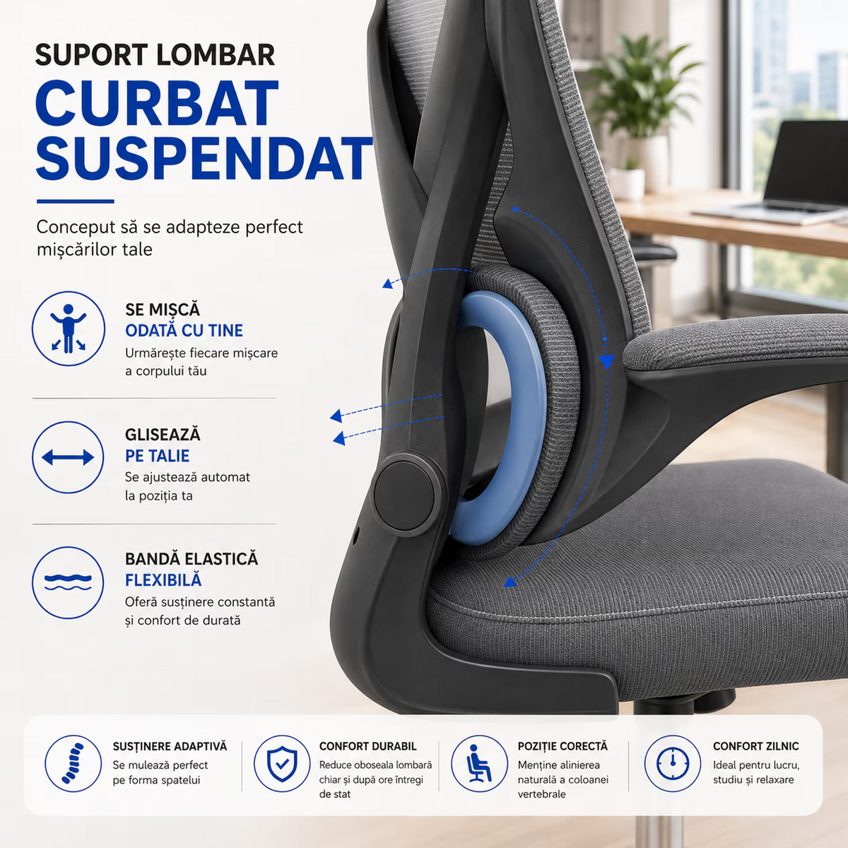 Scaun De Birou Directorial Ergonomic KD Home Ergonex Pro, Gri