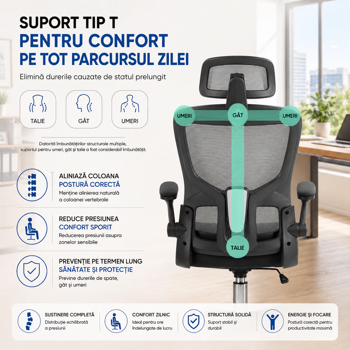 Scaun De Birou Directorial Ergonomic KD Home Ergonex Pro, Gri