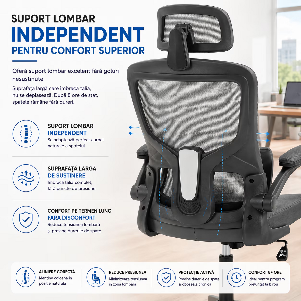 Scaun De Birou Directorial Ergonomic KD Home Ergonex Pro, Gri